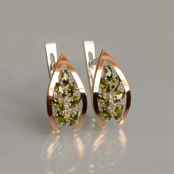 Срібні сережки з золотими вставками