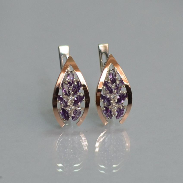 Срібні сережки з золотими вставками