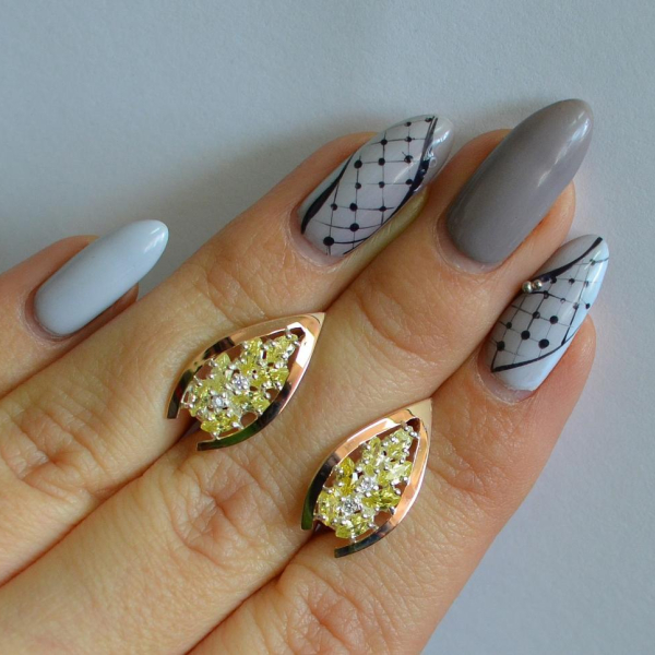 Срібні сережки з золотими вставками