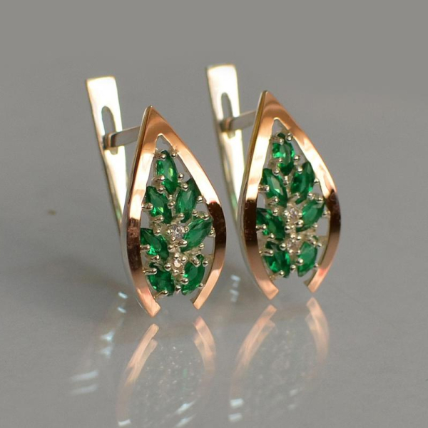 Срібні сережки з золотими вставками