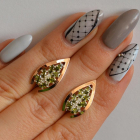 Срібні сережки з золотими вставками