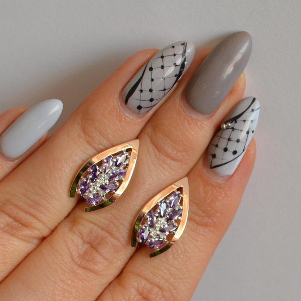 Срібні сережки з золотими вставками