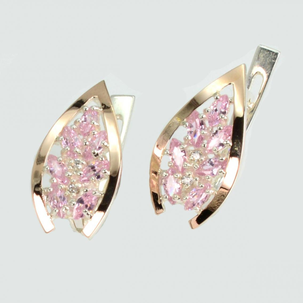 Срібні сережки з золотими вставками