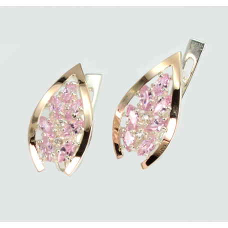 Серебряные серьги с золотыми вставками