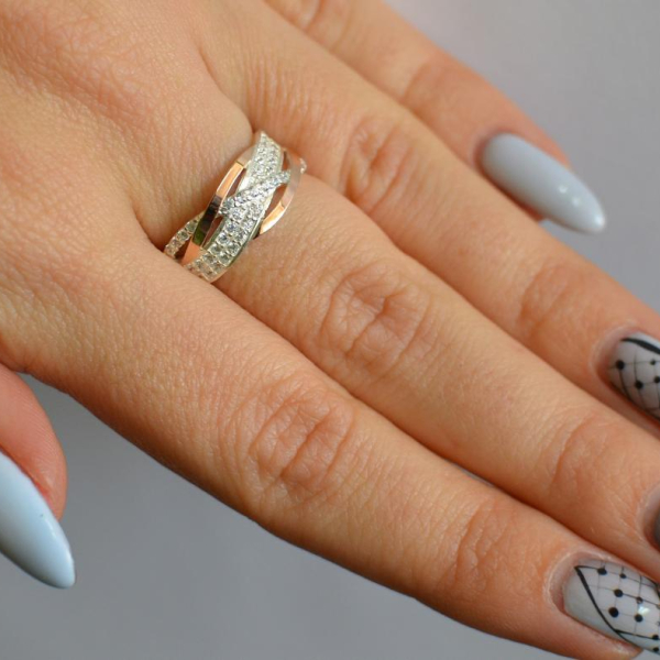 Срібний набір з золотими пластинами