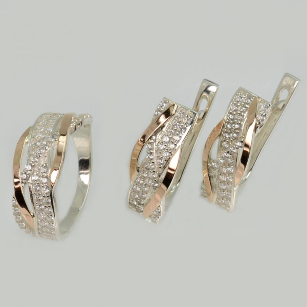 Срібний набір з золотими пластинами