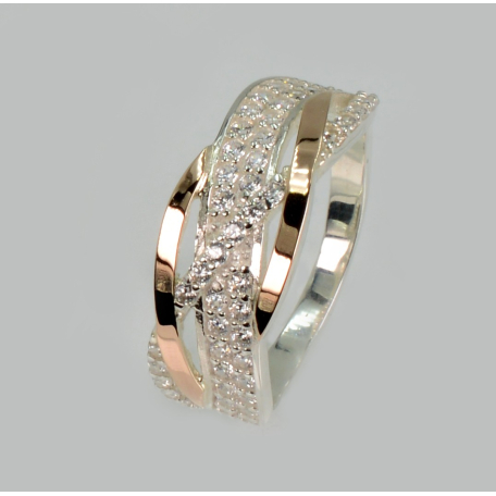 Серебряное кольцо с золотыми вставками