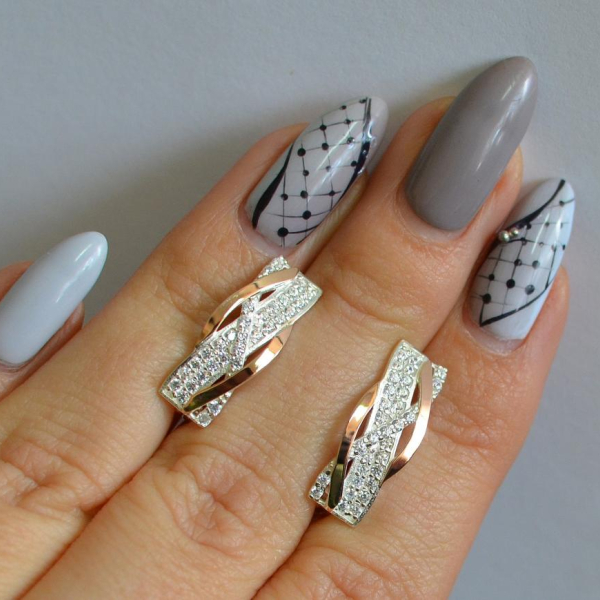 Срібні сережки з золотими вставками