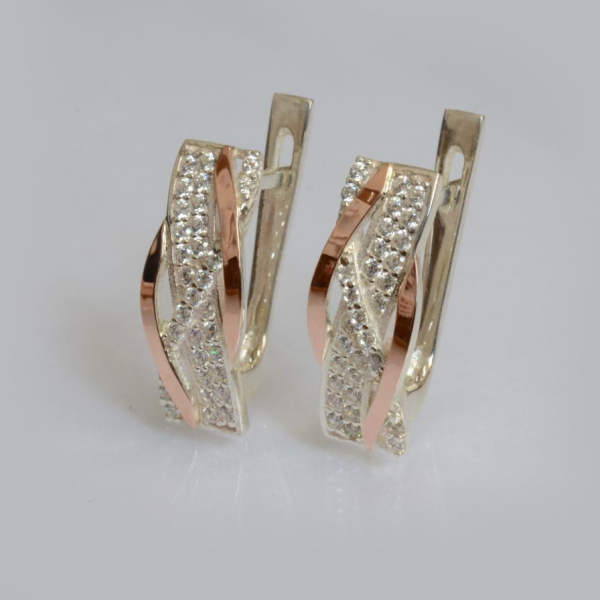 Срібні сережки з золотими вставками