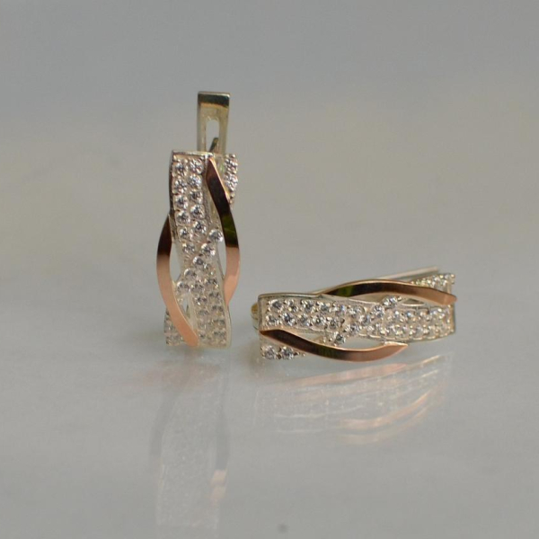 Срібні сережки з золотими вставками