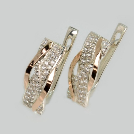 Срібні сережки з золотими пластинами