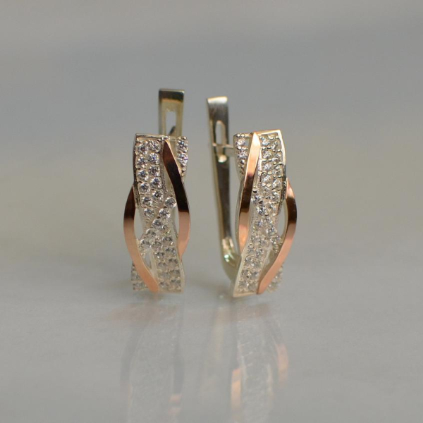 Срібні сережки з золотими вставками