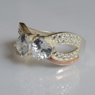 Срібна каблучка з золотими вставками