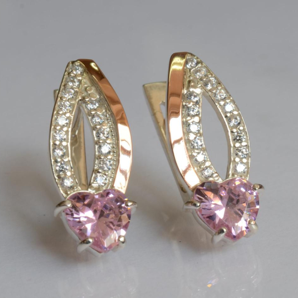 Срібні сережки з золотими пластинами