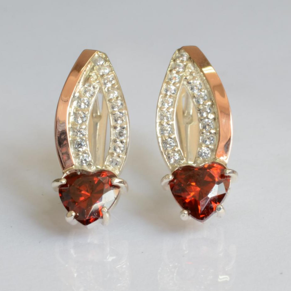 Срібні сережки з золотими пластинами