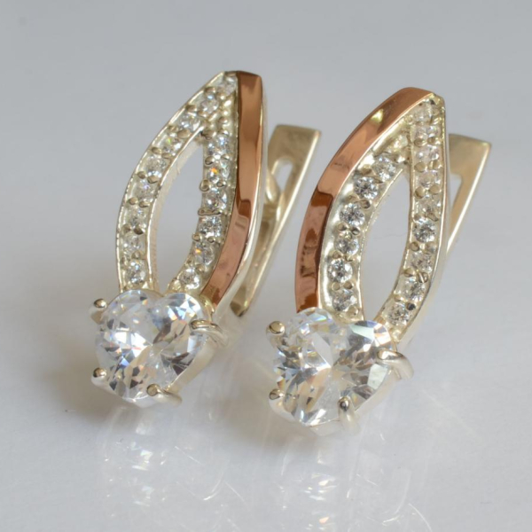 Срібні сережки з золотими пластинами