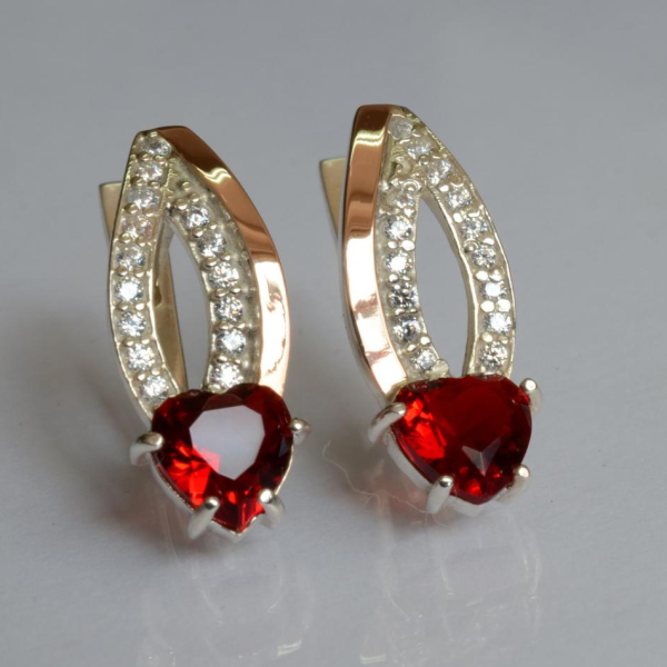 Срібні сережки з золотими пластинами