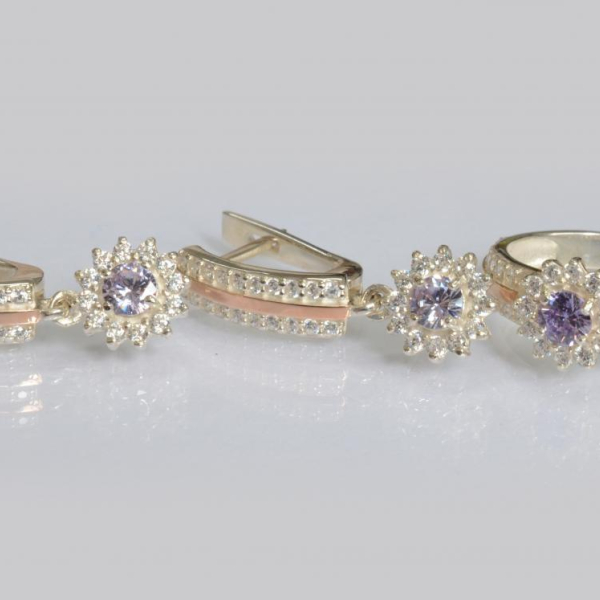 Срібний набір з золотими пластинами