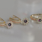 Срібний набір з золотими пластинами