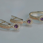 Срібний набір з золотими пластинами