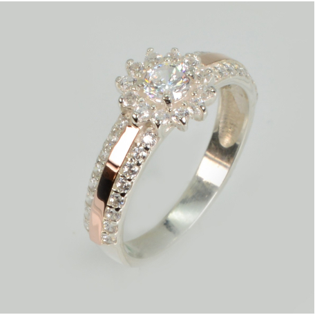 Серебряное кольцо с золотыми вставками