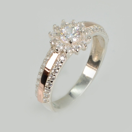 Срібна каблучка з золотими вставками