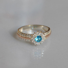 Серебряное кольцо с золотыми вставками