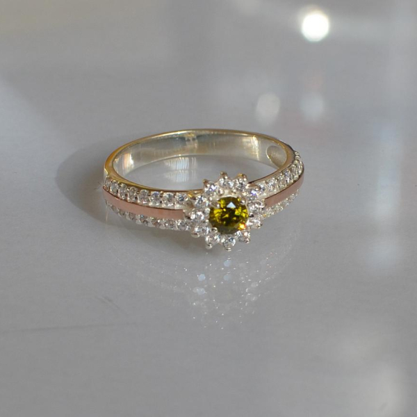 Серебряное кольцо с золотыми вставками