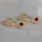 Серебряные серьги с золотыми вставками