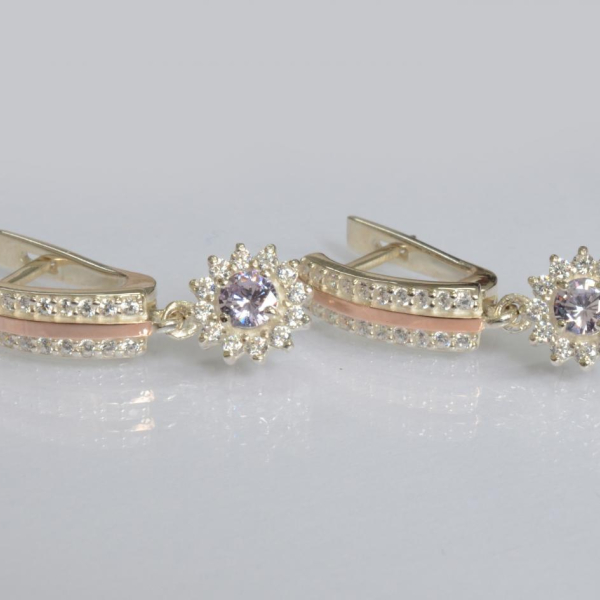 Серебряные серьги с золотыми вставками