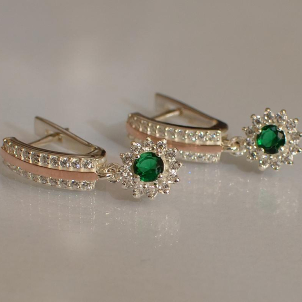 Серебряные серьги с золотыми вставками