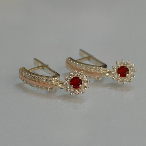 Серебряные серьги с золотыми вставками