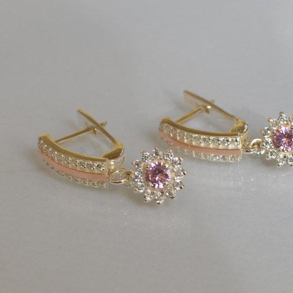 Серебряные серьги с золотыми вставками