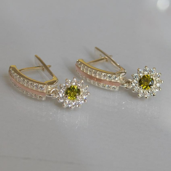 Серебряные серьги с золотыми вставками