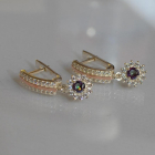 Серебряные серьги с золотыми вставками