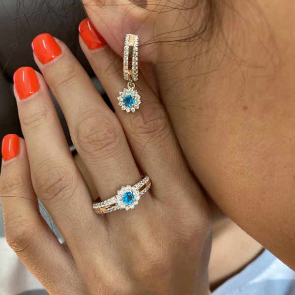 Серебряные серьги с золотыми вставками