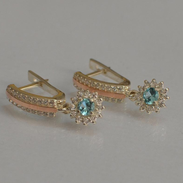 Серебряные серьги с золотыми вставками