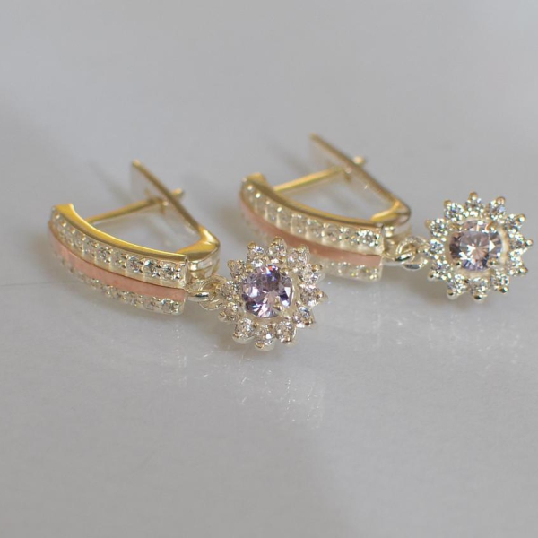 Серебряные серьги с золотыми вставками