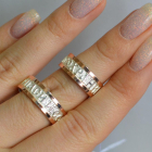 Пара срібних обручок з золотом