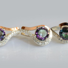 Срібний набір з золотими пластинами