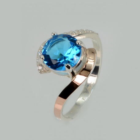 Срібна каблучка з золотими вставками