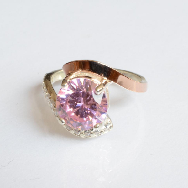 Срібна каблучка з золотими вставками