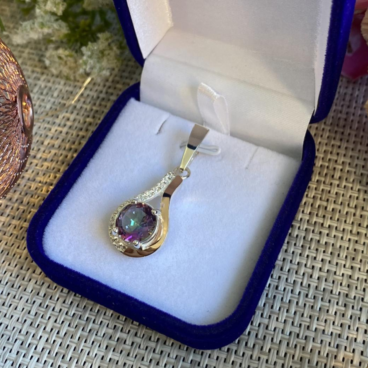 Серебряная подвеска с золотими вставками