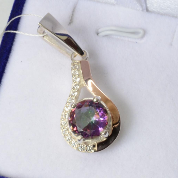 Серебряная подвеска с золотими вставками