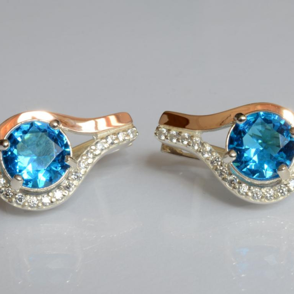 Срібні сережки з золотими пластинами