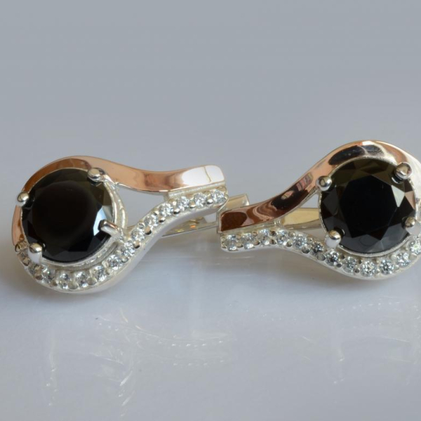 Срібні сережки з золотими пластинами