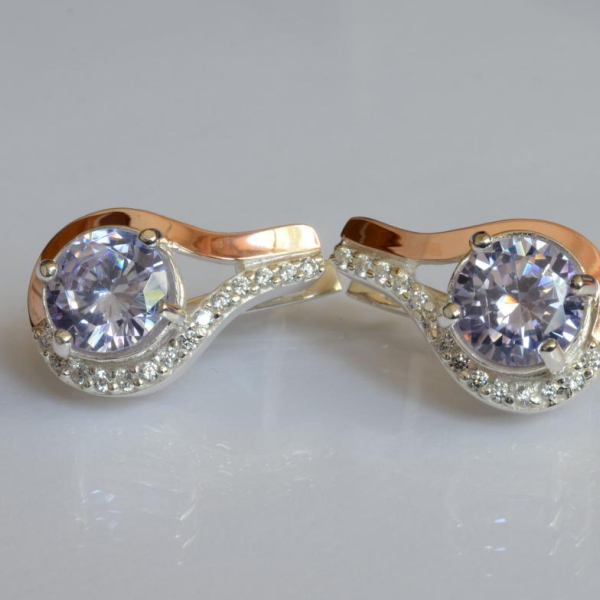 Срібні сережки з золотими пластинами