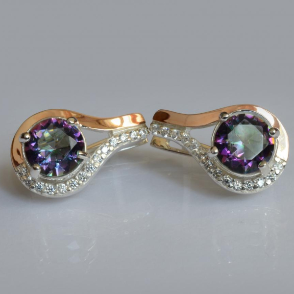 Срібні сережки з золотими пластинами