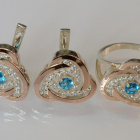 Срібний набір з золотими пластинами