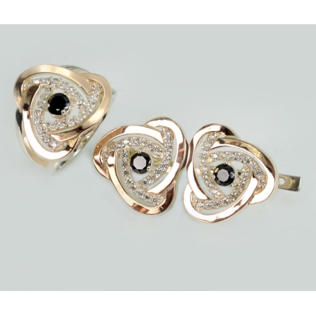 Серебряный набор с золотыми пластинами